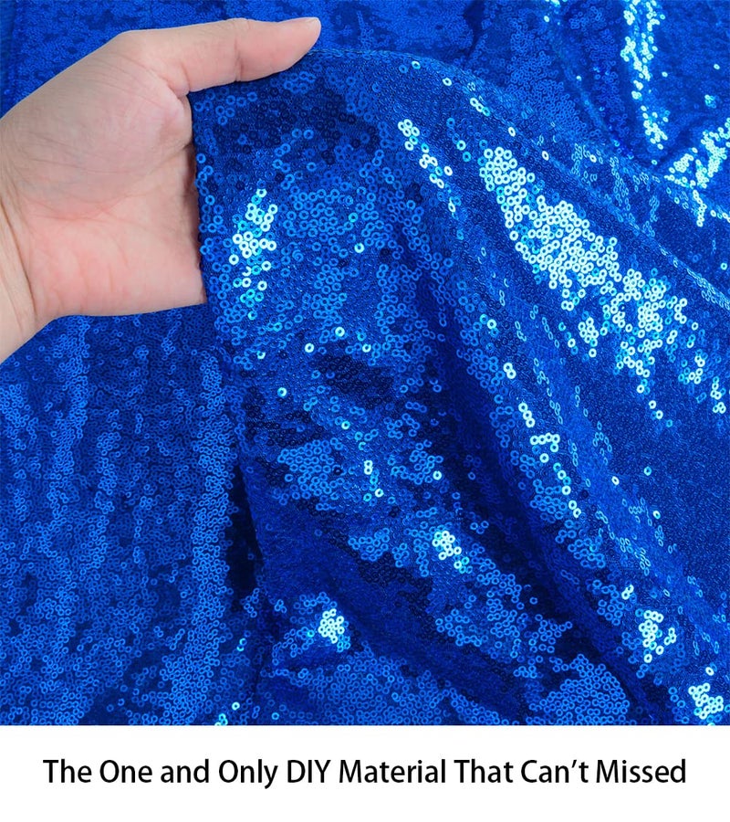 ShiDianYi 3 Feet 1 Yards Royal Blue Sequin Fabric, by The Yard, Blue Sequin Fabric, Tablecloth, Linen, Sequin Tablecloth, Table Runner (Royal Blue) - Image 3